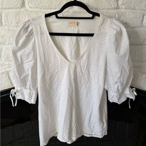 Nation White Puff Sleeve Top